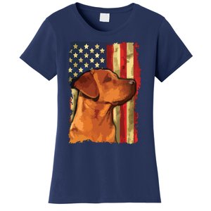 Foxred Labrador Retriever US Flag Fox Red Labrador Dog Lover Women's T-Shirt