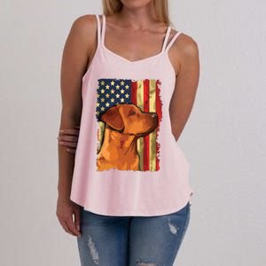 Foxred Labrador Retriever US Flag Fox Red Labrador Dog Lover Women's Strappy Tank