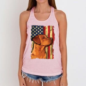 Foxred Labrador Retriever US Flag Fox Red Labrador Dog Lover Women's Knotted Racerback Tank