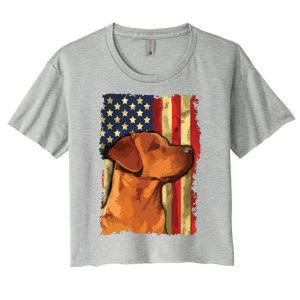 Foxred Labrador Retriever US Flag Fox Red Labrador Dog Lover Women's Crop Top Tee