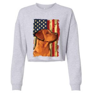 Foxred Labrador Retriever US Flag Fox Red Labrador Dog Lover Cropped Pullover Crew