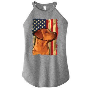 Foxred Labrador Retriever US Flag Fox Red Labrador Dog Lover Women's Perfect Tri Rocker Tank