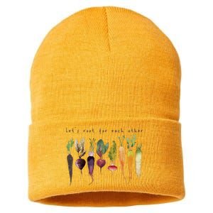 Funny Lets Root For Each Other Vegan Veggies Vegetable Retro Sustainable Knit Beanie