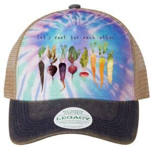 Funny Lets Root For Each Other Vegan Veggies Vegetable Retro Legacy Tie Dye Trucker Hat