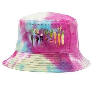 Funny Lets Root For Each Other Vegan Veggies Vegetable Retro Tie-Dyed Bucket Hat