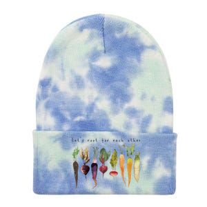 Funny Lets Root For Each Other Vegan Veggies Vegetable Retro Tie Dye 12in Knit Beanie