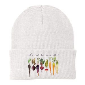 Funny Lets Root For Each Other Vegan Veggies Vegetable Retro Knit Cap Winter Beanie