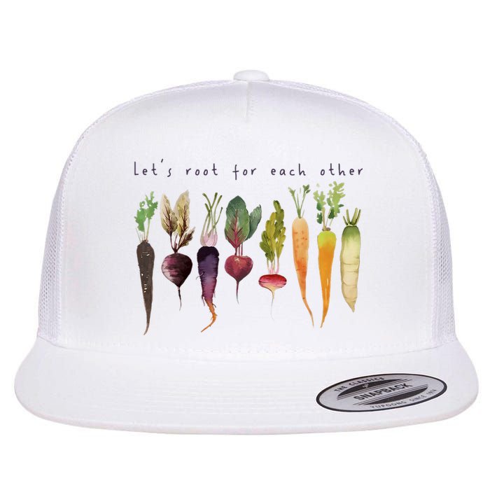 Funny Lets Root For Each Other Vegan Veggies Vegetable Retro Flat Bill Trucker Hat