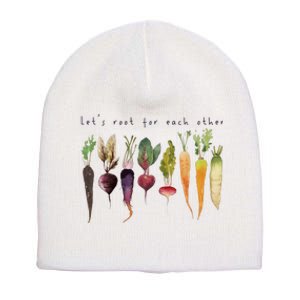 Funny Lets Root For Each Other Vegan Veggies Vegetable Retro Short Acrylic Beanie