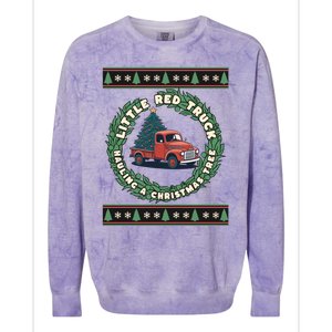 Funny Little Red Truck Hauling A Christmas Tree For Everyone Gift Colorblast Crewneck Sweatshirt