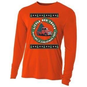 Funny Little Red Truck Hauling A Christmas Tree For Everyone Gift Cooling Performance Long Sleeve Crew