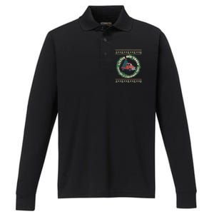 Funny Little Red Truck Hauling A Christmas Tree For Everyone Gift Performance Long Sleeve Polo