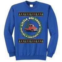 Funny Little Red Truck Hauling A Christmas Tree For Everyone Gift Tall Sweatshirt