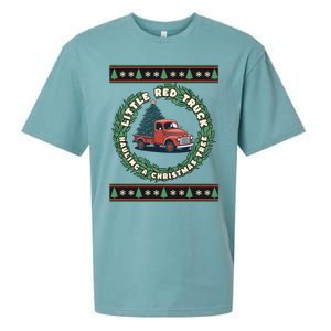 Funny Little Red Truck Hauling A Christmas Tree For Everyone Gift Sueded Cloud Jersey T-Shirt