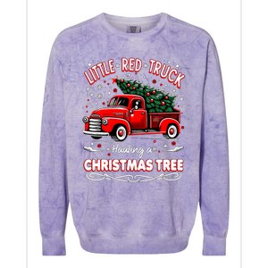 Funny Little Red Truck Hauling A Christmas Tree Xmas Trendy Cute Gift Colorblast Crewneck Sweatshirt