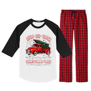 Funny Little Red Truck Hauling A Christmas Tree Xmas Trendy Cute Gift Raglan Sleeve Pajama Set