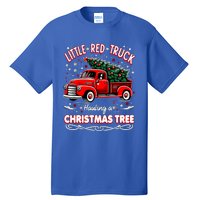 Funny Little Red Truck Hauling A Christmas Tree Xmas Trendy Cute Gift Tall T-Shirt