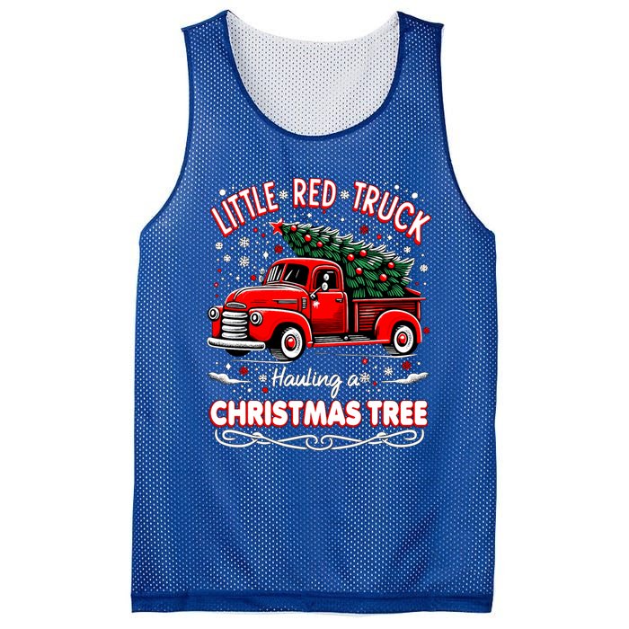 Funny Little Red Truck Hauling A Christmas Tree Xmas Trendy Cute Gift Mesh Reversible Basketball Jersey Tank