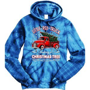 Funny Little Red Truck Hauling A Christmas Tree Xmas Trendy Cute Gift Tie Dye Hoodie