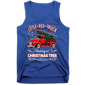 Funny Little Red Truck Hauling A Christmas Tree Xmas Trendy Cute Gift Tank Top