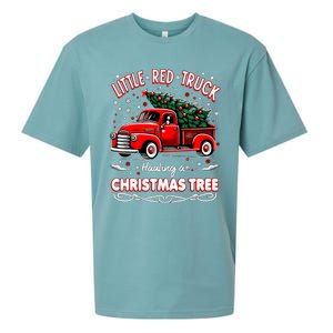 Funny Little Red Truck Hauling A Christmas Tree Xmas Trendy Cute Gift Sueded Cloud Jersey T-Shirt