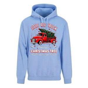 Funny Little Red Truck Hauling A Christmas Tree Xmas Trendy Cute Gift Unisex Surf Hoodie