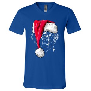 Funny Labrador Retriever Santa Christmas Dog Lab Mom Gift Meaningful Gift V-Neck T-Shirt