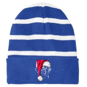 Funny Labrador Retriever Santa Christmas Dog Lab Mom Gift Meaningful Gift Striped Beanie with Solid Band