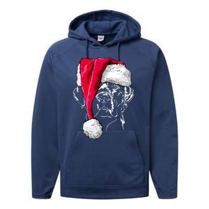 Funny Labrador Retriever Santa Christmas Dog Lab Mom Gift Meaningful Gift Performance Fleece Hoodie