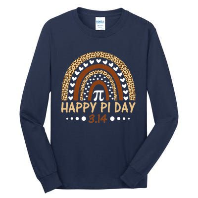 Funny Leopard Rainbow Happy Pi Day Mathematic Math Teacher Gift Tall Long Sleeve T-Shirt