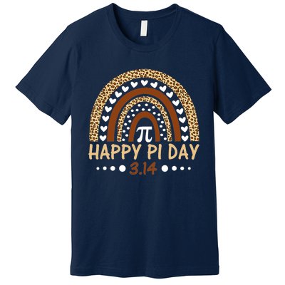 Funny Leopard Rainbow Happy Pi Day Mathematic Math Teacher Gift Premium T-Shirt