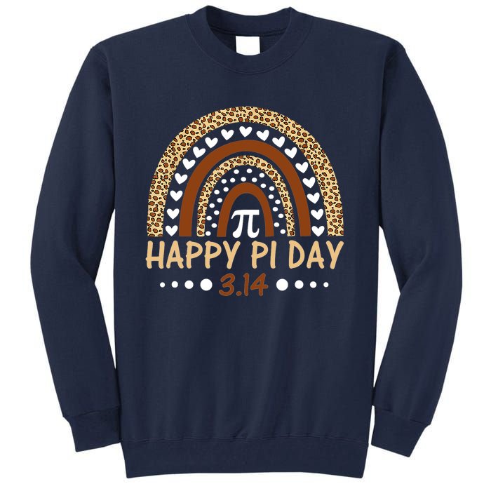 Funny Leopard Rainbow Happy Pi Day Mathematic Math Teacher Gift Tall Sweatshirt