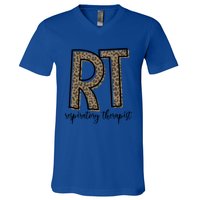 Funny Leopard Rt Therapist Respiratory Therapist Week Funny Gift V-Neck T-Shirt