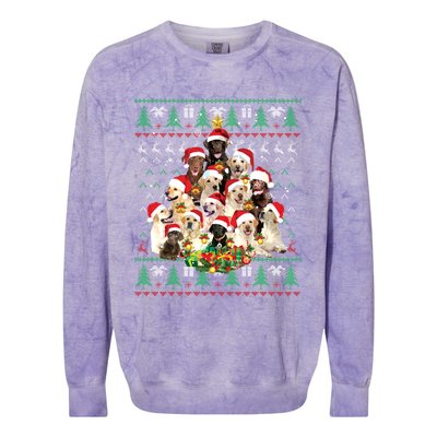 Funny Labrador Retriever Christmas Tree Ugly Sweater Gift Colorblast Crewneck Sweatshirt