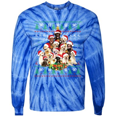 Funny Labrador Retriever Christmas Tree Ugly Sweater Gift Tie-Dye Long Sleeve Shirt