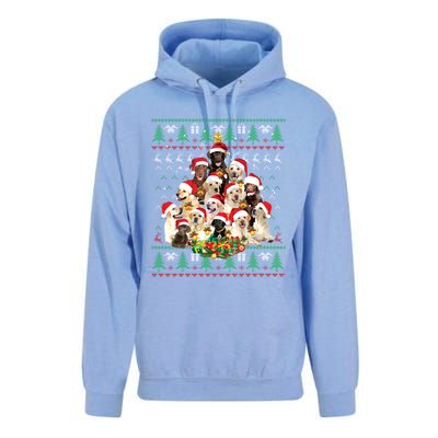 Funny Labrador Retriever Christmas Tree Ugly Sweater Gift Unisex Surf Hoodie