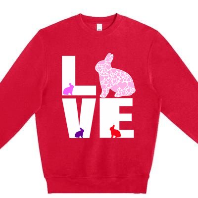 Funny Love Rabbit Bunny Animal Toys Pet Lovers Funny Gift Premium Crewneck Sweatshirt