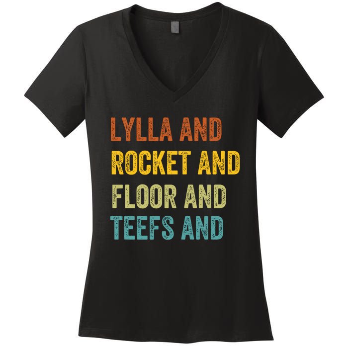 Funny Lylla & Rocket & Floor & Teefs Women's V-Neck T-Shirt