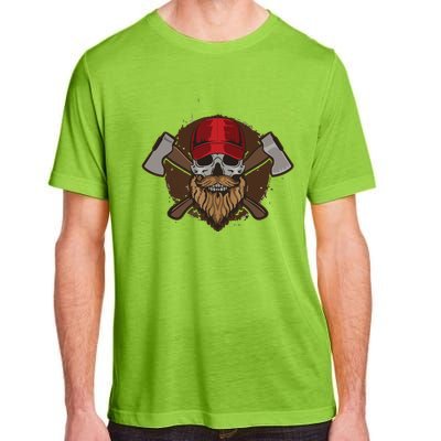 Funny Lumberjack Skull Bearded Axe Throwing Tree Logger Adult ChromaSoft Performance T-Shirt