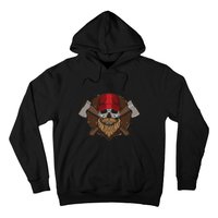 Funny Lumberjack Skull Bearded Axe Throwing Tree Logger Hoodie