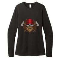 Funny Lumberjack Skull Bearded Axe Throwing Tree Logger Womens CVC Long Sleeve Shirt