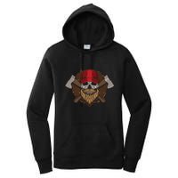 Funny Lumberjack Skull Bearded Axe Throwing Tree Logger Women's Pullover Hoodie