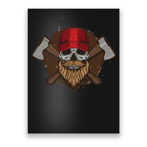 Funny Lumberjack Skull Bearded Axe Throwing Tree Logger Poster