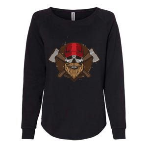 Funny Lumberjack Skull Bearded Axe Throwing Tree Logger Womens California Wash Sweatshirt