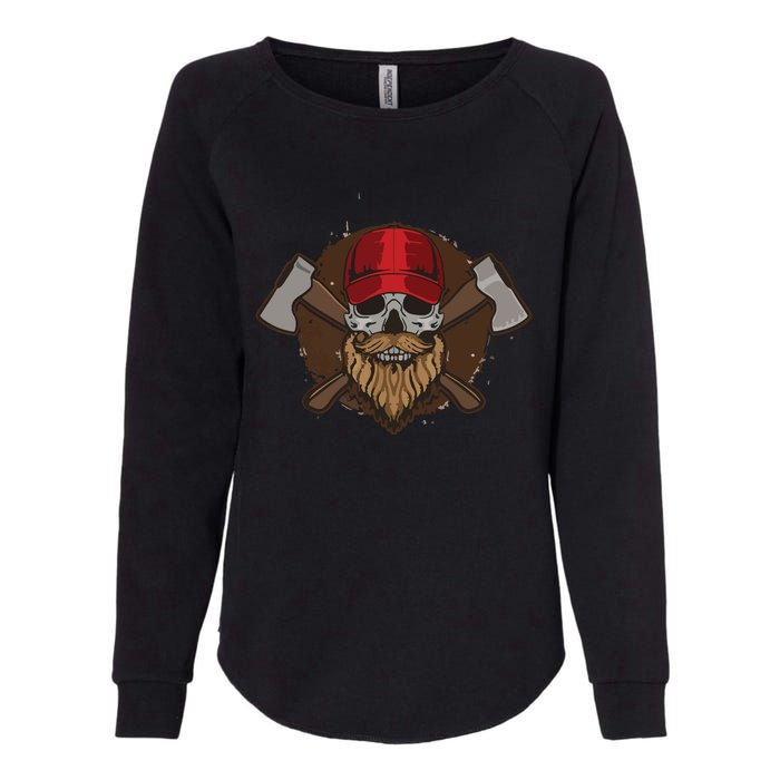 Funny Lumberjack Skull Bearded Axe Throwing Tree Logger Womens California Wash Sweatshirt