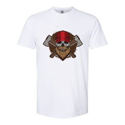 Funny Lumberjack Skull Bearded Axe Throwing Tree Logger Softstyle CVC T-Shirt