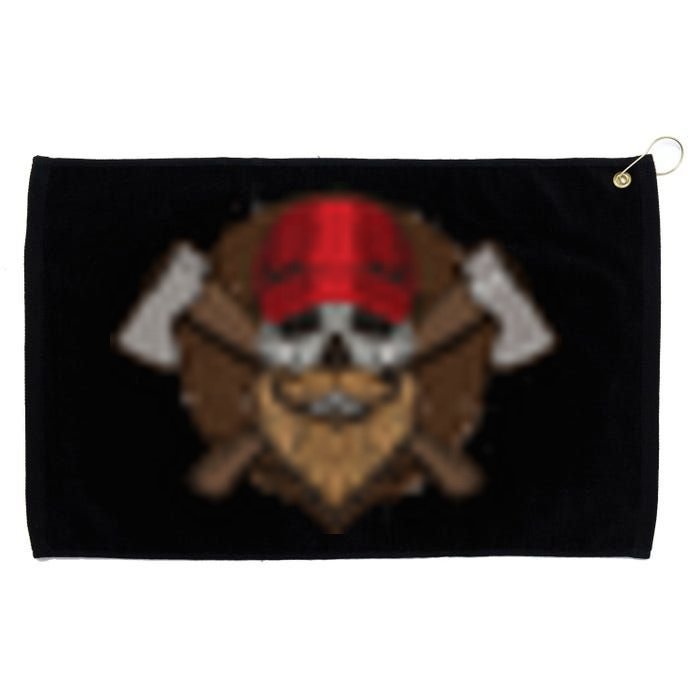 Funny Lumberjack Skull Bearded Axe Throwing Tree Logger Grommeted Golf Towel