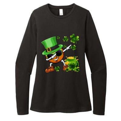 Funny Leprechaun Shamrock Dabbing Basketball St Patricks Day Gift Womens CVC Long Sleeve Shirt