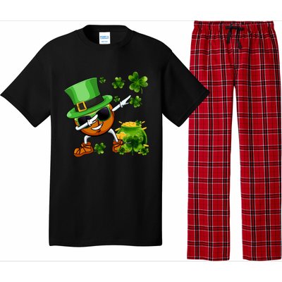 Funny Leprechaun Shamrock Dabbing Basketball St Patricks Day Gift Pajama Set