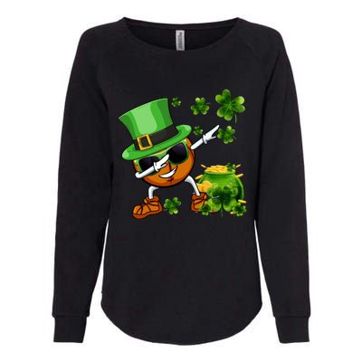 Funny Leprechaun Shamrock Dabbing Basketball St Patricks Day Gift Womens California Wash Sweatshirt